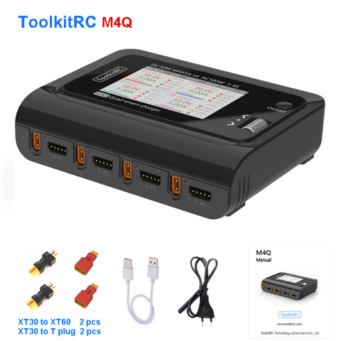ToolkitRC – M4Q 4x50W 5A AC 100W, 4 ports DC XT60/XT30 en option, Charge intelligente 32 bits, IPS, affichage grand Angle clair et lumineux ► Photo 1/6