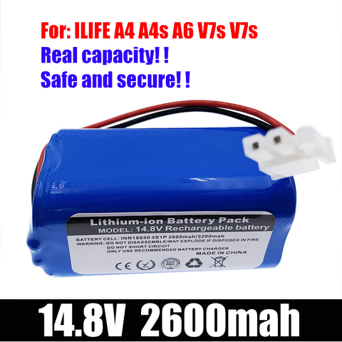 Nouveau/14.8V 2600mah 3200Mah batterie au Lithium pour ILIFE A4 A4s V7 A6 V7s Plus Robot aspirateur ILife 4S 1P pleine capacité ► Photo 1/6