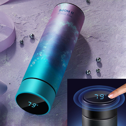 Thermos 450ml en acier inoxydable, contenant affichage intelligent de la température, contenant sous vide, gourde pour les voyages et le Sport, gourde isotherme ► Photo 1/6