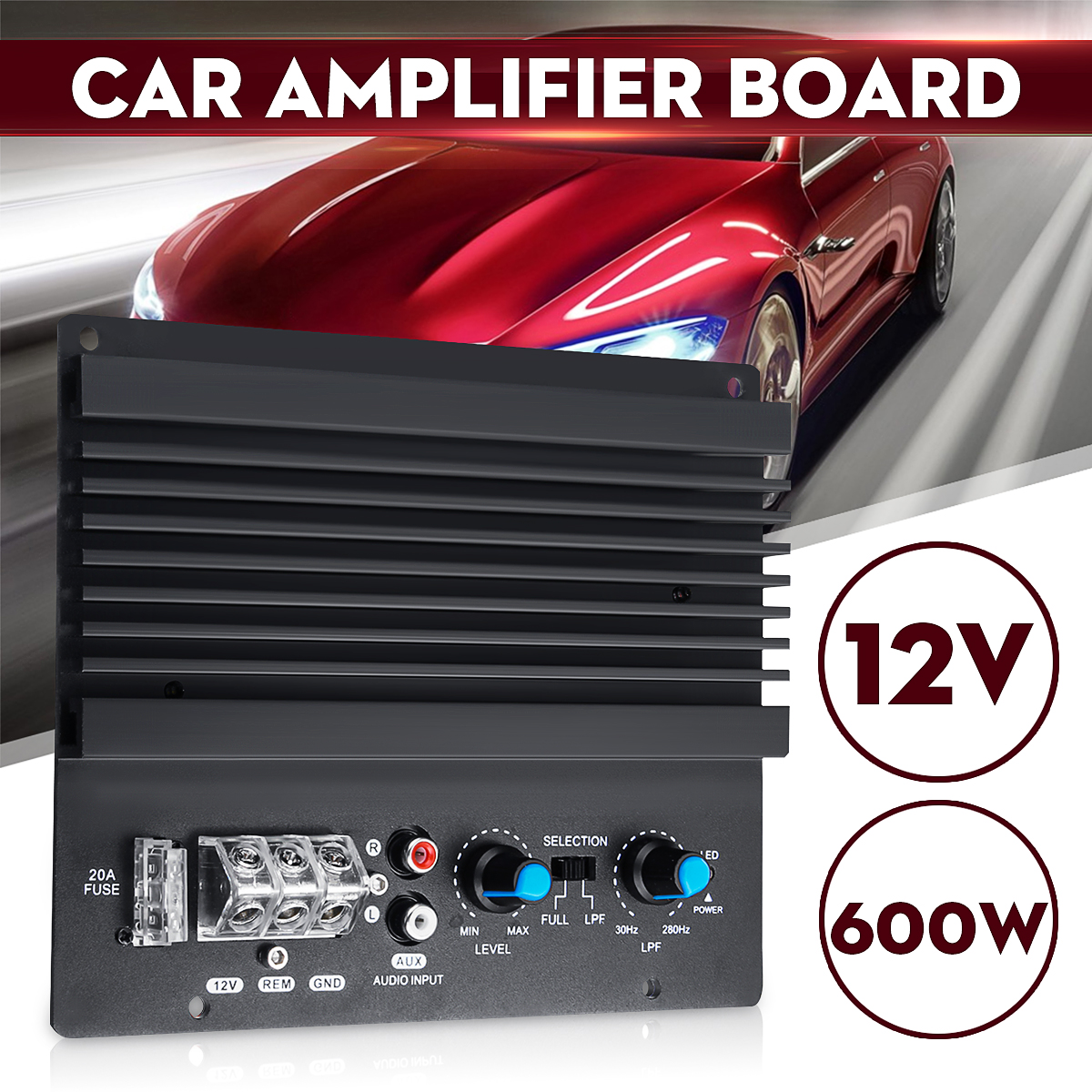 Amplificateur Audio de voiture 12V 600W Mono | Panneau d'ampli, puissant, caisson de basses, lecteur Module d'amplification automobile, cristal puissance 3D ► Photo 1/6