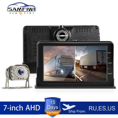AHD 7 pouces camion moniteur pour voitures véhicule moniteur enregistreur de conduite double lentille avant/arrière HD Vision nocturne caméra de recul ► Photo 1/6