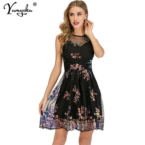 Sukienki – robe d'été Sexy en maille noire et blanche à paillettes, vintage, tenue de soirée en boîte de nuit, élégante, vêtements d'été, nouvelle collection ► Photo 1/6