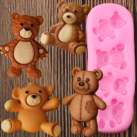 Moules en Silicone mignons pour bébés ours, argile polymère, bonbons, chocolat, gomme, bricolage, garniture de Cupcake, outils de décoration de gâteau Fondant ► Photo 1/6