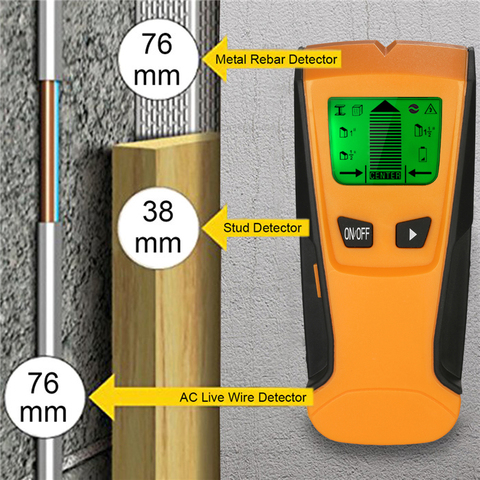 Détecteur de mur numérique multifonctionnel portatif en métal goujons en bois trouveur câble ca Scanner de fil en direct bip intelligent LCD ► Photo 1/6