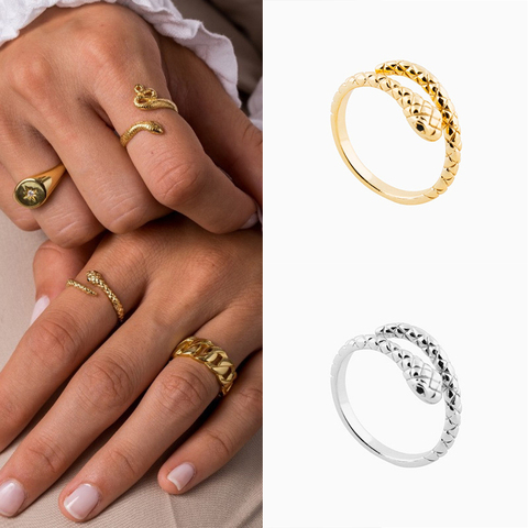 ROXI marque Vintage serpent femmes bijoux anneaux pour femmes Anillo 925 en argent Sterling personnalité ouverture anneau créatif hommes anneau ► Photo 1/6