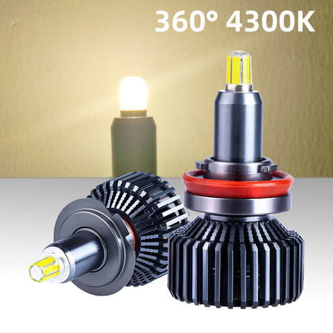 DAWNKNIGHT 360 ° 6 Côtés 4300K H7 H8 H11 H1 9012 HB4 9006 HB3 9005 Led voiture ampoule Pour Projecteur Phare Turbo Lampe À Led Kit ► Photo 1/6