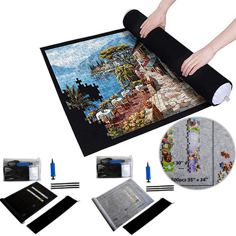 Puzzles Pad Puzzle rouleau feutre tapis tapis de jeu Puzzles couverture pour jusqu'à 1500 pièces Puzzle accessoires nouveau Portable voyage sac de rangement ► Photo 1/6