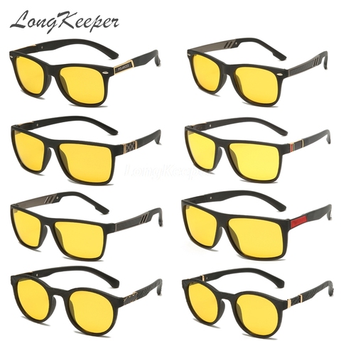 LongKeeper nouveaux hommes conduite de nuit lunettes de soleil polarisées Vision nocturne mâle lunettes classique marque concepteur jaune lentille lunettes UV400 ► Photo 1/6