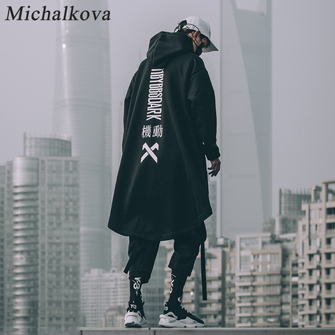 Michalkova japonais sweat hommes surdimensionné sweats à capuche longue cape Hip Hop gothique Outwear Streetwear manteau Harajuku Style hommes hauts ► Photo 1/6