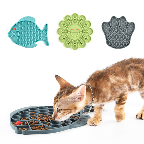 Forme de poisson bol en Silicone chien Lick Mat alimentation lente bol de nourriture pour petits chiens moyens chiot chat traiter distributeur distributeur fournitures pour animaux de compagnie ► Photo 1/1