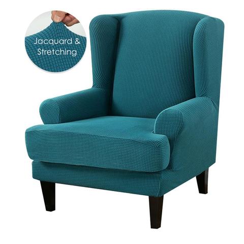 Housse de chaise à dossier aile, en Spandex, Jacquard, extensible, élégant, ensemble 2 pièces, avec bande élastique ► Photo 1/6