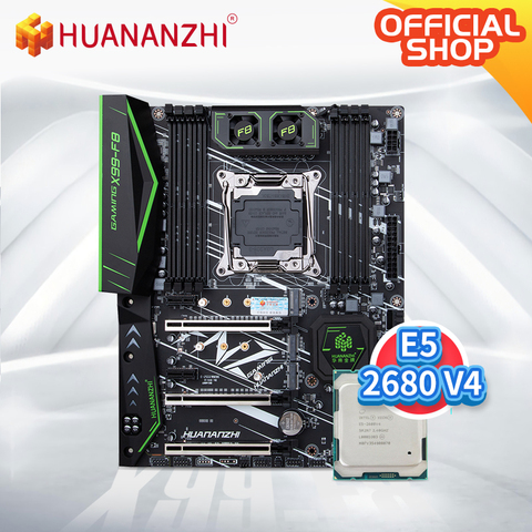 HUANANZHI X99 F8 X99 carte mère avec Intel XEON E5 2680 V4 LGA2011-3 DDR4 RECC/NON-ECC ensemble de kit de mémoire combo NVME USB 3.0 ATX ► Photo 1/1