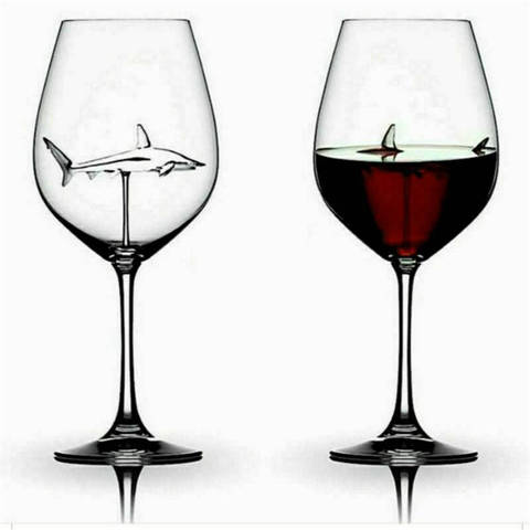 Coupe en verre verre cristal européen requin rouge vin verre coupe bouteille de vin verre à talons hauts requin rouge vin coupe mariage fête cadeau 21cm ► Photo 1/6