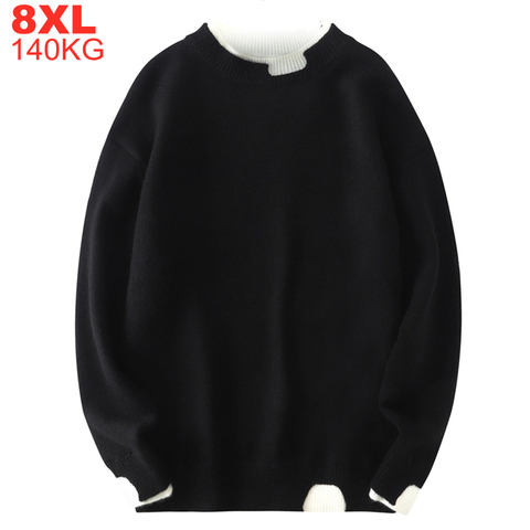 Pull surdimensionné en tricot pour homme, grande taille, 5xl, 6xl, 7xl, 8xl, Streetwear, décontracté, hiver ► Photo 1/6