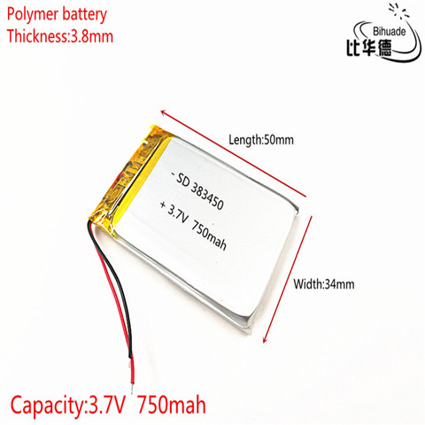 Batterie Lithium-polymère 383450, 3.7V, 750 mah, avec panneau de Protection pour GPS, livraison gratuite, 1 pièce/lot ► Photo 1/3