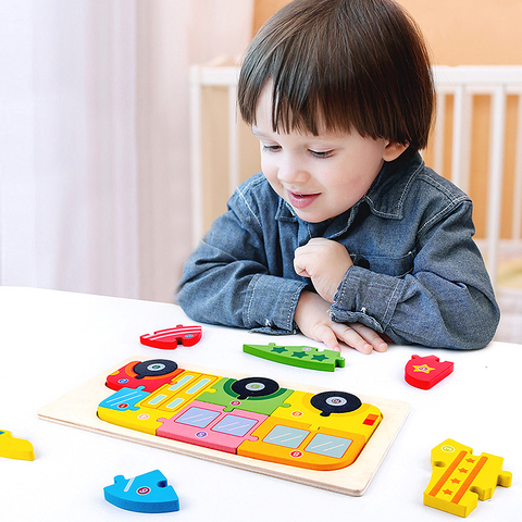 Puzzle 3D en bois pour enfants, jouet intelligent et éducatif pour bébé, thème animaux ► Photo 1/6