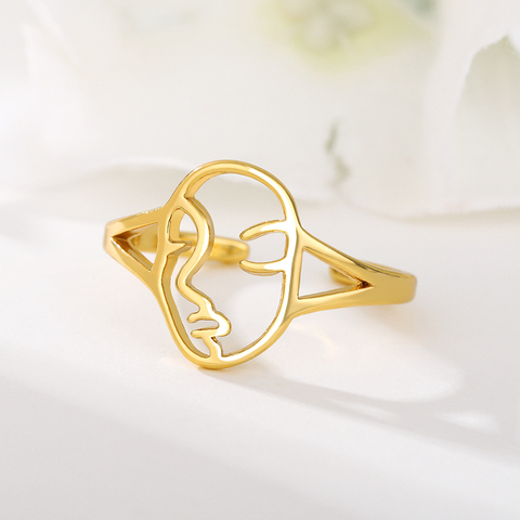 Bague de mariage, minimaliste, en métal, ajourée, lisse, ajustable, en acier inoxydable, accessoire de bijouterie coréen, pour femmes ► Photo 1/6