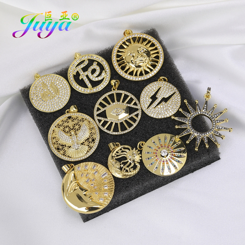 Juya-bricolage de bijoux pendentif Cz pavé à la main, décoration de luxe couleur or, grande taille pendentif breloques, pour femmes et hommes ► Photo 1/6