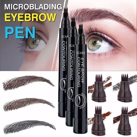 MB nouveau 4 têtes stylo à sourcils étanche fourche pointe crayon à sourcils longue durée professionnel Fine croquis liquide sourcils 5 couleurs ► Photo 1/6