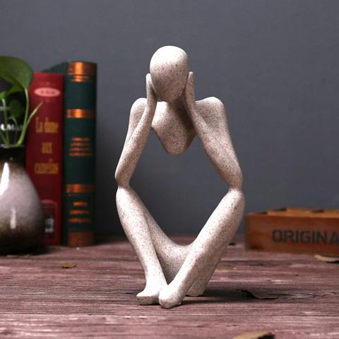 Statues en résine Forgetive créatif abstrait penseur personnes Sculptures Figurines miniatures artisanat bureau décoration de la maison accessoires ► Photo 1/6