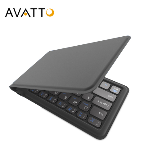 AVATTO A20 Portable en cuir pliant Mini clavier Bluetooth pliable sans fil clavier pour iphone, téléphone android, tablette, ipad,PC ► Photo 1/6