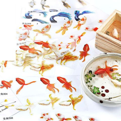 9Style 3D poisson rouge bleu poisson feuilles herbe UV résine autocollants Film clair résine bricolage remplisseurs eau comme peinture bijoux faisant outil ► Photo 1/6