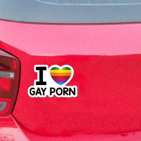 Autocollants de voiture j'aime GAY porno personnalité réfléchissante autocollants de voiture imperméable à l'eau décoratif tirer fleur voiture accessoires Auto produit ► Photo 1/6