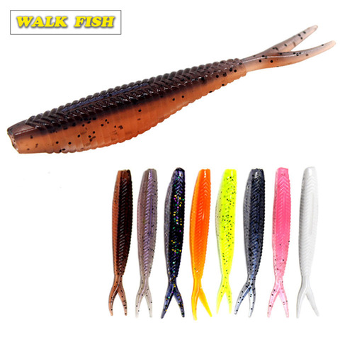 Poisson de marche 60mm 1.5g facile méné leurre souple Wobblers de pêche leurre Silicone appât Double couleur carpe appât artificiel nageur ► Photo 1/6