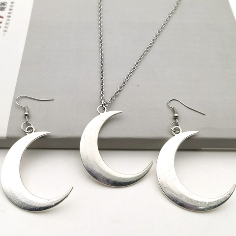 Boucles d'oreilles gothiques, bijoux mystérieux, croissant de lune, collier de sorcière celtique, paan Viking, lune, Phase, ornement de dame ► Photo 1/6