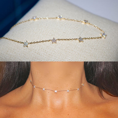 2022 cadeau de noël vermeil 925 argent sterling mignon étoile choker charme colliers charmant femmes bijoux collier en argent fin ► Photo 1/6