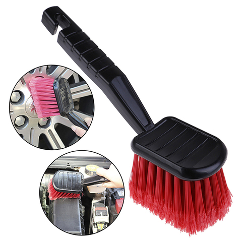 1pc voiture roue brosse pneu nettoyant avec poils rouges + poignée noire outils de lavage pour Auto détaillant moto nettoyage ► Photo 1/6