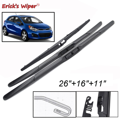 Erick's-jeu de lames d'essuie-glace avant et arrière, pour Kia Rio UB Hatchback 2011-2017, pare-brise, 26 