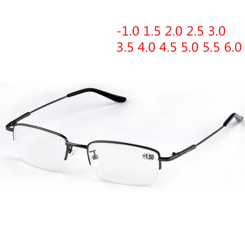 NYWOOH – lunettes de myopie ultralégères pour hommes, demi-monture métallique, pour étudiants, myopie, myopie, 1.0 à-6.0 ► Photo 1/6
