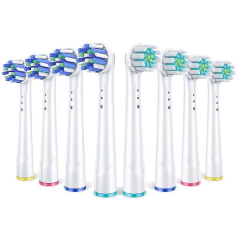 Têtes de rechange pour brosse à dents électrique Oral B Pro, 4 Crossaction & 4 Sensitive Gum Care, 1000 3000 5000 6000 7000 ► Photo 1/6