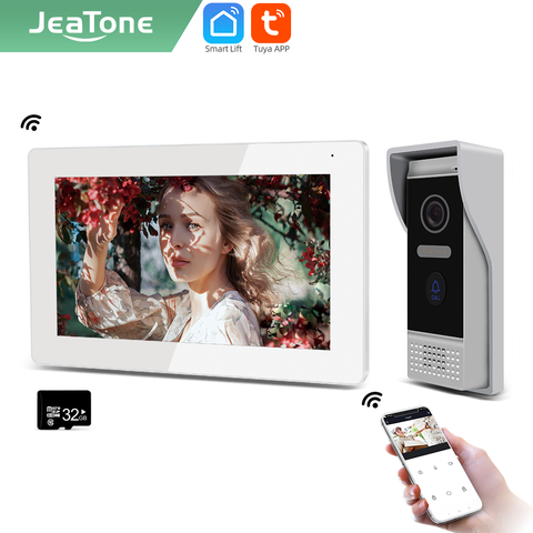 Jeatone-interphone vidéo pour maison intelligente, wi-fi, IP 7 pouces, système d'entrée à résolution AHD, interphone vidéo avec caméra TUYA ► Photo 1/6