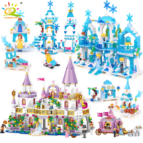 HUIQIBAO – blocs de construction pour enfants, 5 en 1, château des princesses, modèle du calèche des amis, jouets éducatifs, maison en brique pour filles ► Photo 1/6