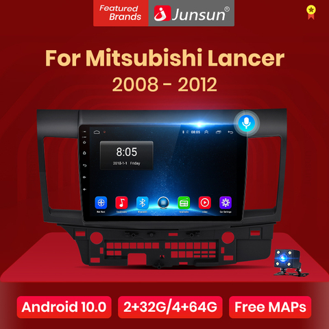 Lecteur multimédia autoradio Junsun 2G + 32G Android 10.0 4G pour Mitsubishi Lancer 10 2007-2012 Navigation 10.1 ''Auto 2 din sans dvd ► Photo 1/6