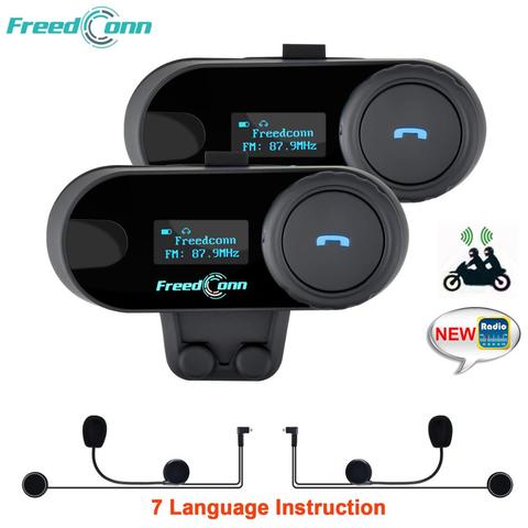 FreedConn-oreillette Bluetooth TCOM-SC pour moto, appareil de communication Original pour casque, Intercom avec écran LCD, Radio FM, TCOM SC, 2 pièces ► Photo 1/6