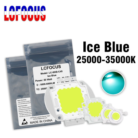 Haute Puissance LED COB Puce 1W 3W 5W 10W 20W 30W 50W 100 W 200W 300W 500W Glace Diode Bleue Pour 1 3 5 10 20 30 50 100 W watts Perles ► Photo 1/6