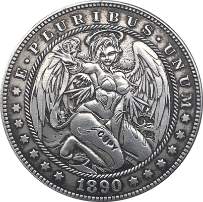 Copie de pièce de monnaie Hobo Nickel 1890-CC Morgan Dollar USA Type 152 ► Photo 1/2