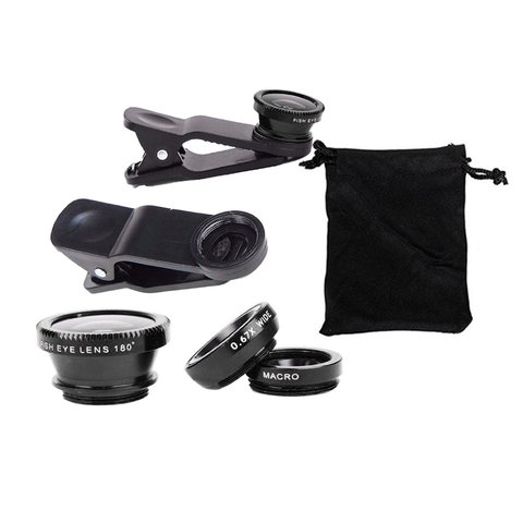 Objectif Macro Fisheye grand Angle 3 en 1, Kits pour caméra, téléphone portable, objectifs oeil de poisson avec Clip 0,65x pour iPhone Samsung tous les téléphones portables ► Photo 1/6