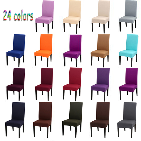 Housse de chaise en Spandex, 24 couleurs, élastique, extensible, couleur unie, pour salle à manger, cuisine, hôtel, mariage, Banquet ► Photo 1/6