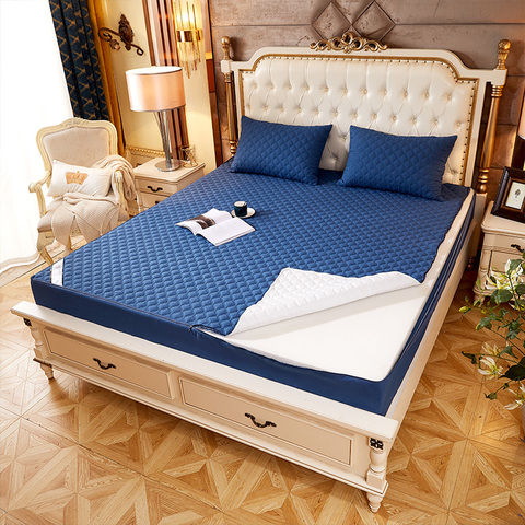 Épaissir la housse de matelas matelassée avec fermeture éclair housse de matelas imperméable douce King Queen lit matelassé drap housse personnalisable ► Photo 1/6