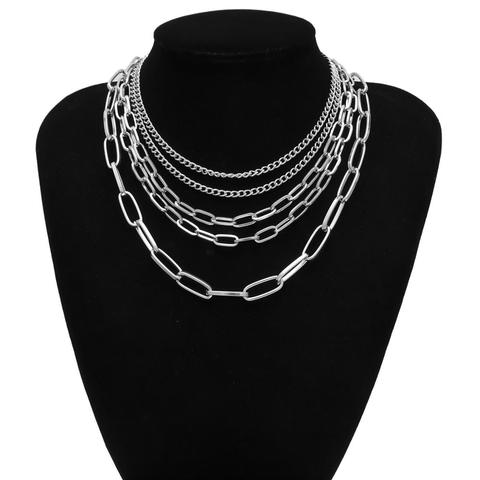 Collier ras du cou multi-chaînes pour femmes, gothique, Punk rock, bijoux Vintage, à la mode ► Photo 1/6