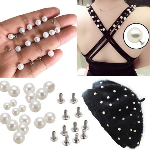 Imitation perle Rivets bouton droit trou blanc perles pantalon sac chaussures décoration Bracelet à bricoler soi-même bijoux vêtements accessoires ► Photo 1/6