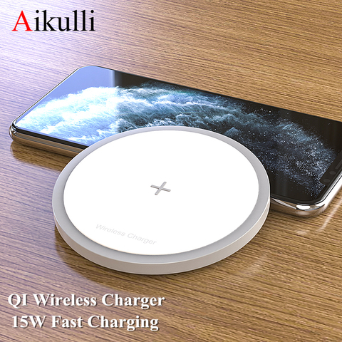 Aikulli Qi chargeur sans fil 15W Charge rapide pour iPhone 12 11 Pro Xs Max X Xr 8 AirPods pour Samsung Xiaomi Charge sans fil ► Photo 1/6