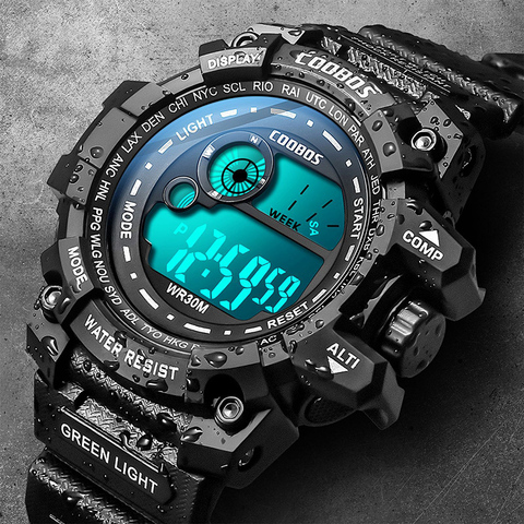 Montre de Sport pour hommes, Cool lumineuse, haut de gamme, bracelet en Silicone, militaire, calendrier montre Led, numérique étanche, montre ► Photo 1/6