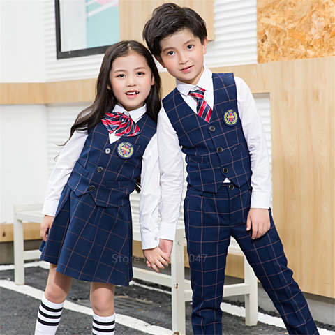 Uniformes enfants coréens japonais, uniformes scolaires maternelle et primaire, gilet académique avec cravate de la marine de Kawaii, combinaison de vêtements ► Photo 1/6