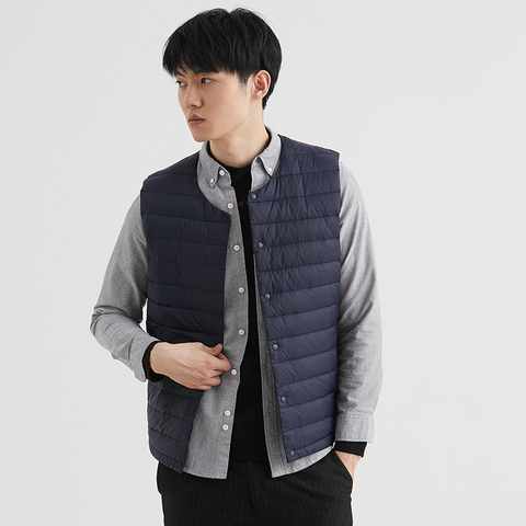 Hommes 90% blanc bas gilet homme vêtements Ultra léger bas gilet Portable sans manches manteau homme hiver col rond chaud doublure ► Photo 1/6