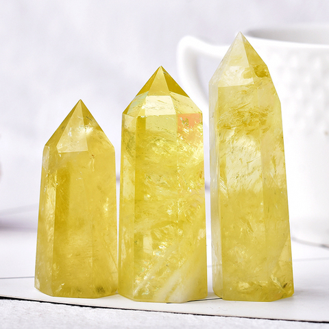 1pc cristal naturel Point Citrine guérison énergie pierre Reiki obélisque cristal Quartz baguette ornement pour la maison décoration tour cadeau ► Photo 1/6